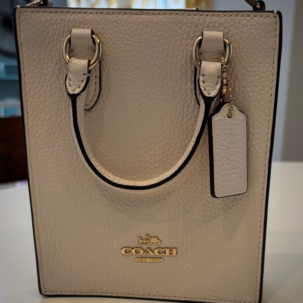 NWT COACH North South MINI TOTE In White Chalk CJ500
